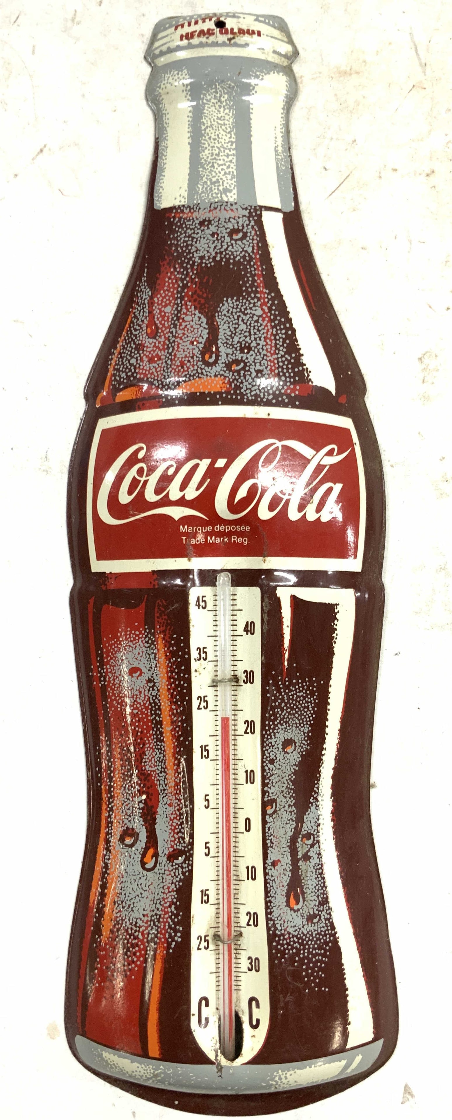 COCA COLA Vtg Metal Bottle Wall Thermometer 16.5in (1 of 8)