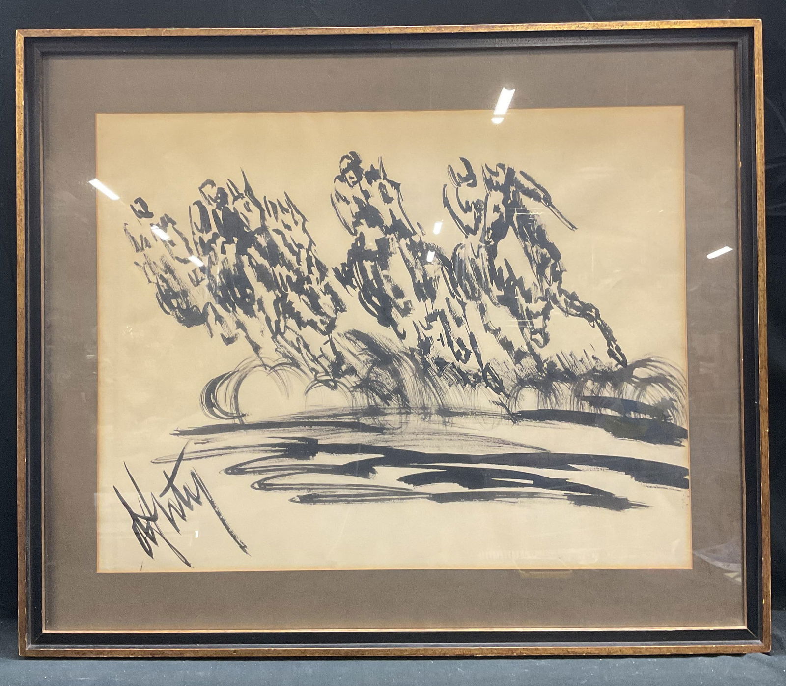 Signed Horse Race Equestrian Watercolor Painting (1 of 6)