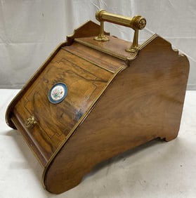 Antique Victorian Wood Coal Scuttle