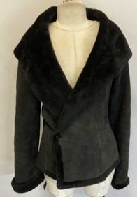 Harneys New York Black Lambskin Coat Italy