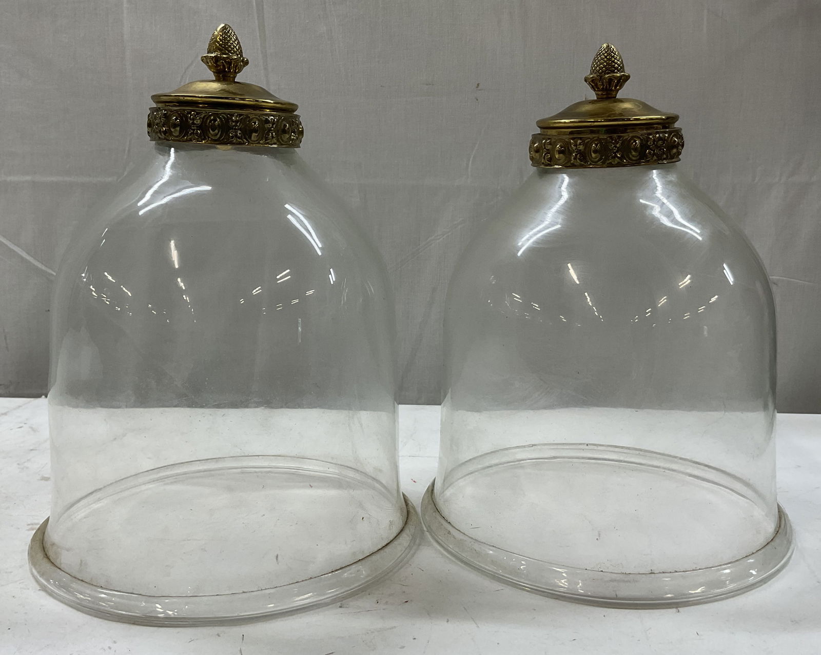 Pair Vintage Glass & Brass Bell Jars (1 of 7)