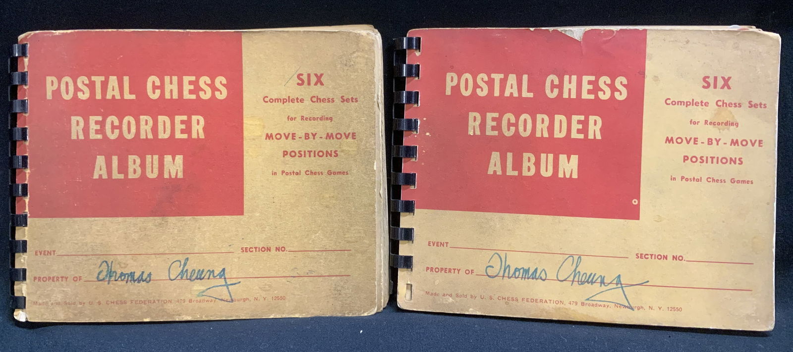 2 Vtg Chess Feder Postal Chess Recorder Album 1976: Lot includes, 2 vintage Postal Chess Recorder Albums. It contains six complete chess sets for recording move-by-move positions in postal chess games. The album is spiral bound and was published by the