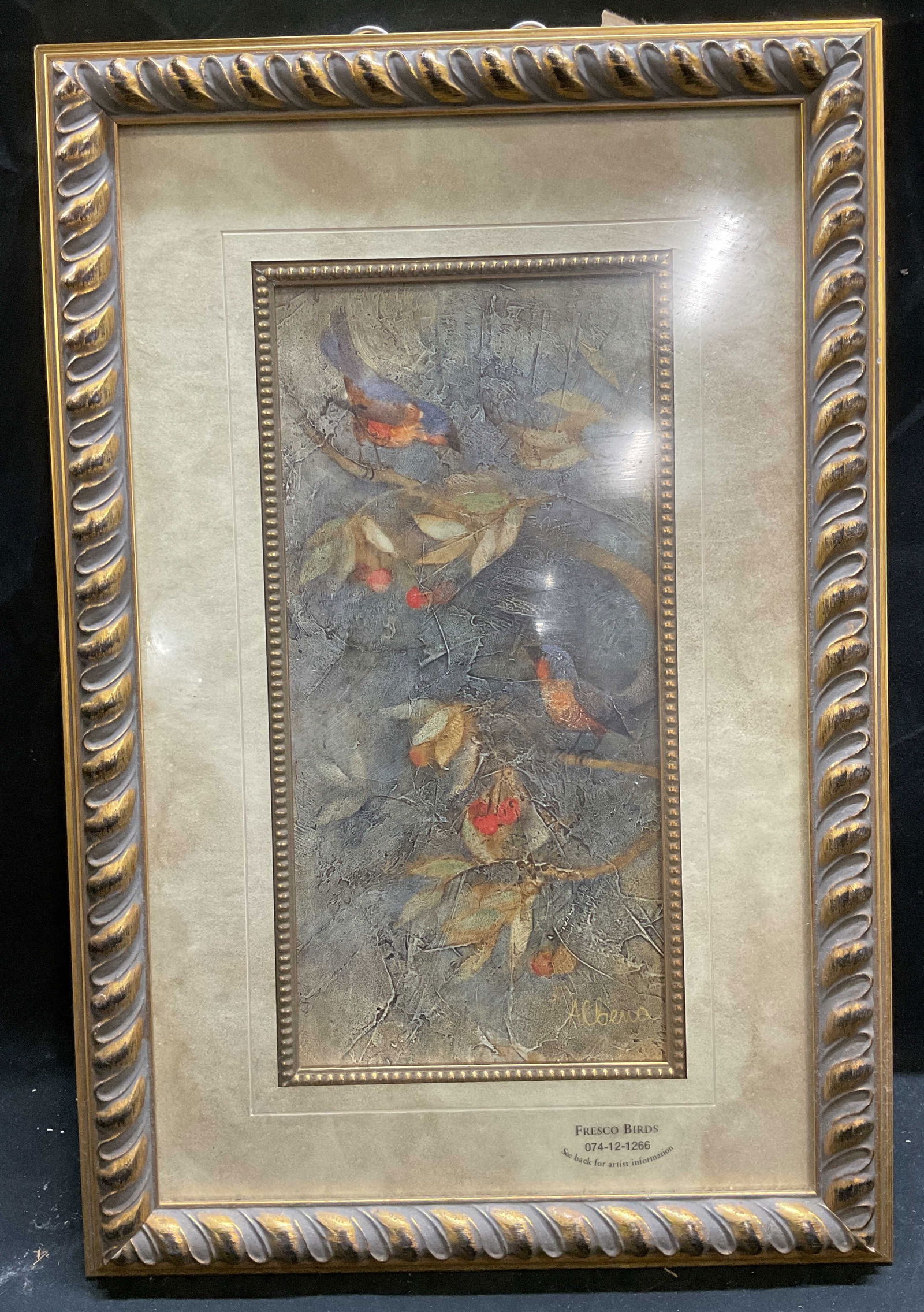 Framed Hristova Fresco Birds Lithograph (1 of 6)