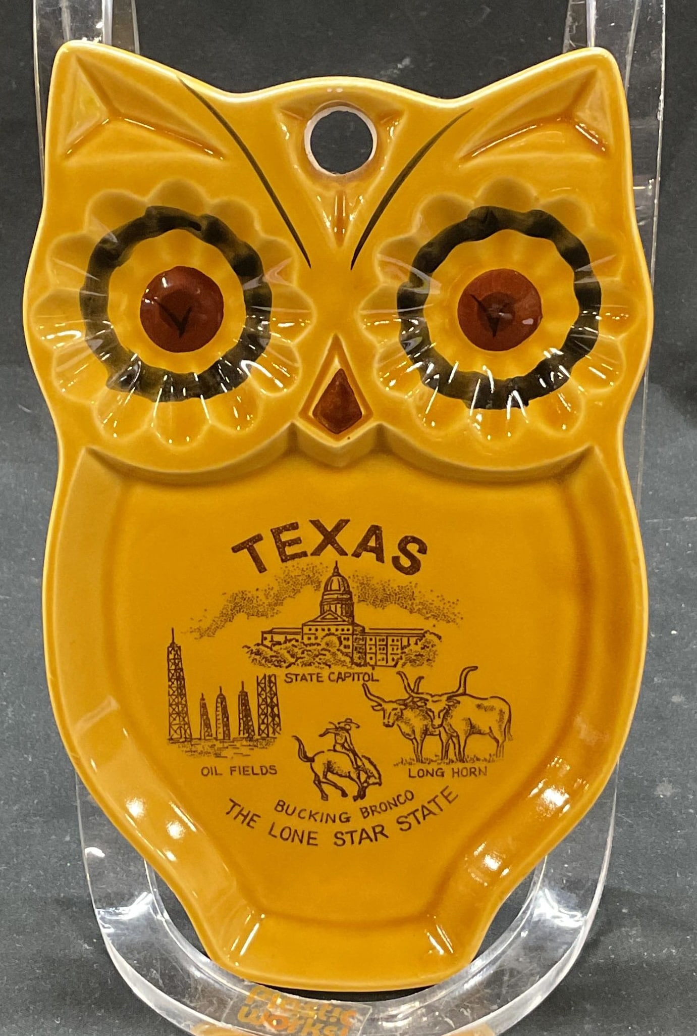 Ceramic Owl Shaped Souvenir Dish Texas (1 of 7)