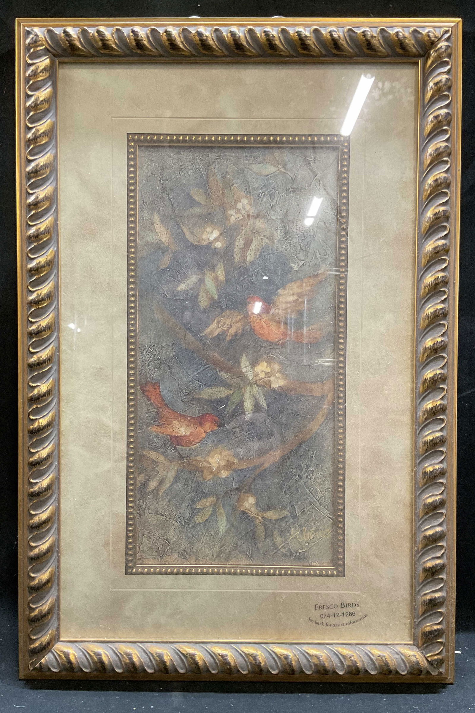 Framed Hristova Fresco Birds Lithograph (1 of 6)