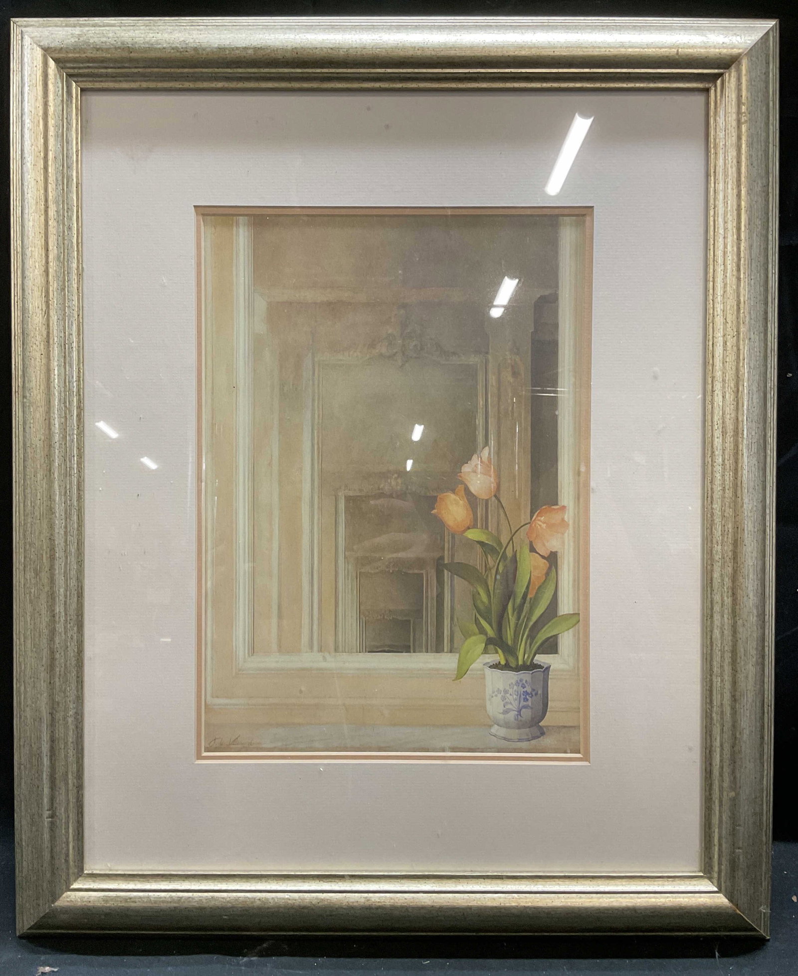 Framed Villeneuve Still Life Flowers Lithograph (1 of 6)