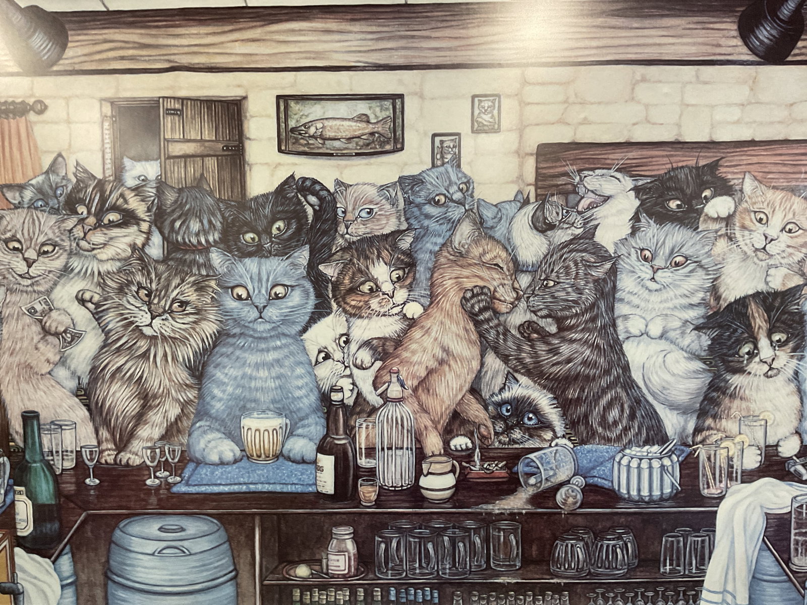 Framed Zoe Stoke Last Orders Cat Lithograph 32in (1 of 6)