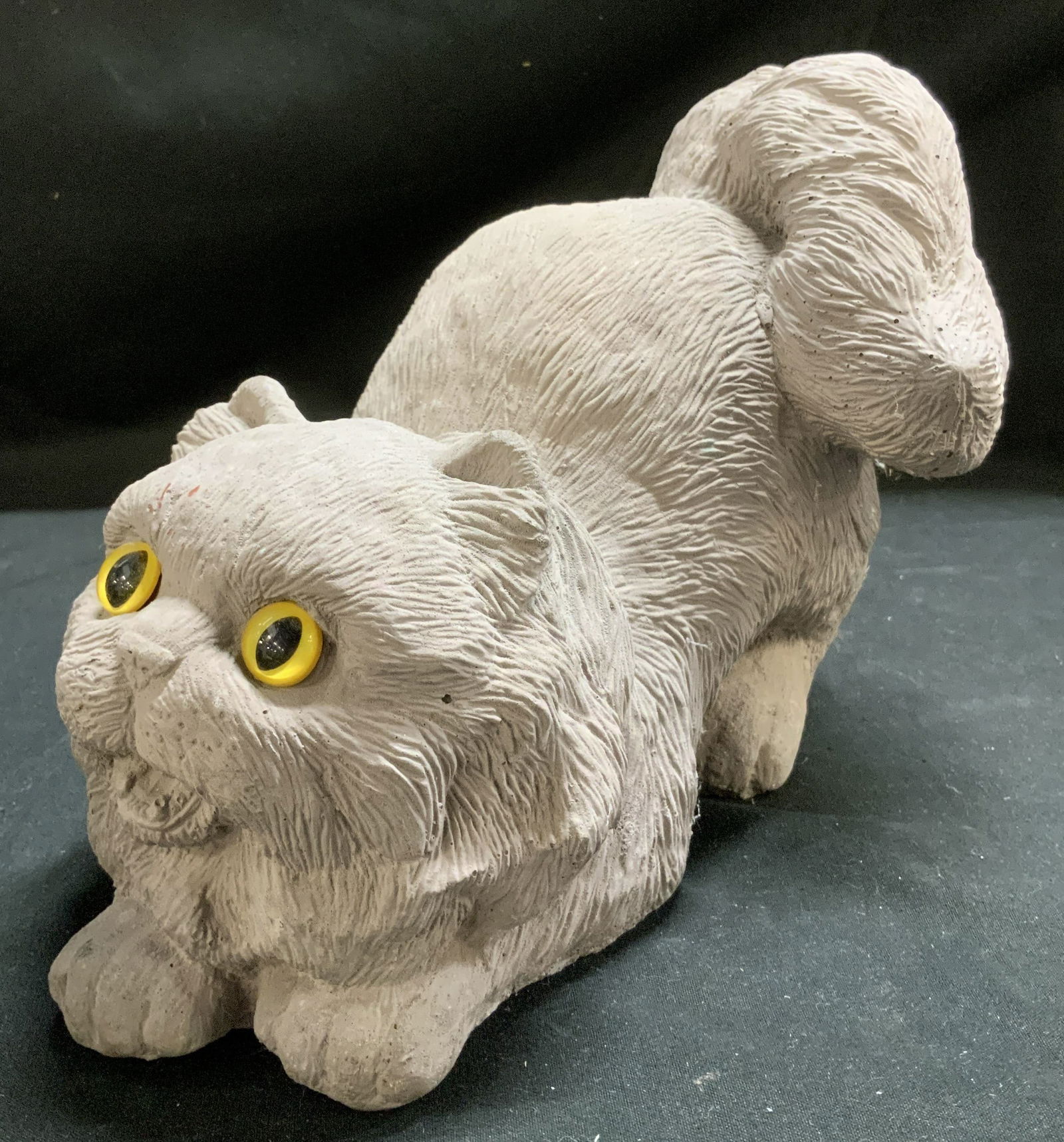 Playful Gray Cat Concrete Figurine (1 of 6)