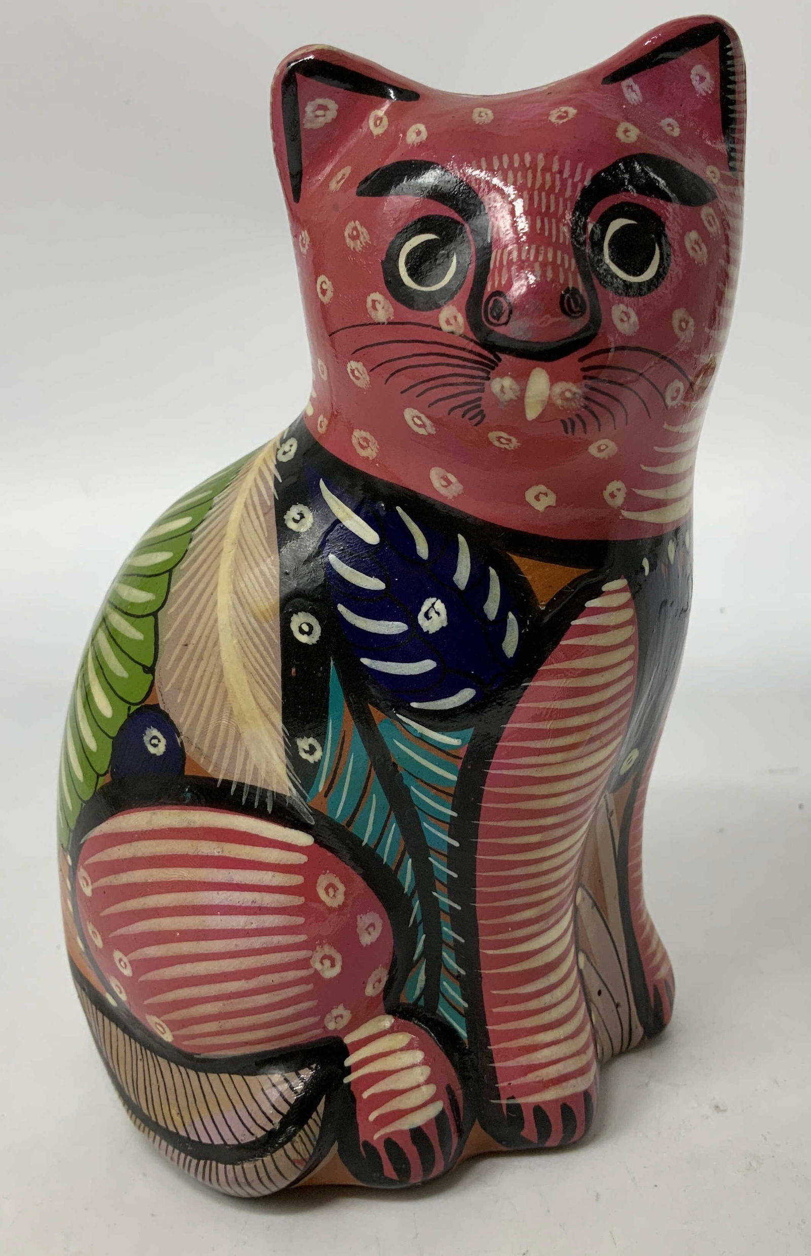 Hand Painted Folk Art Ceramic Cat Figurine (1 of 6)