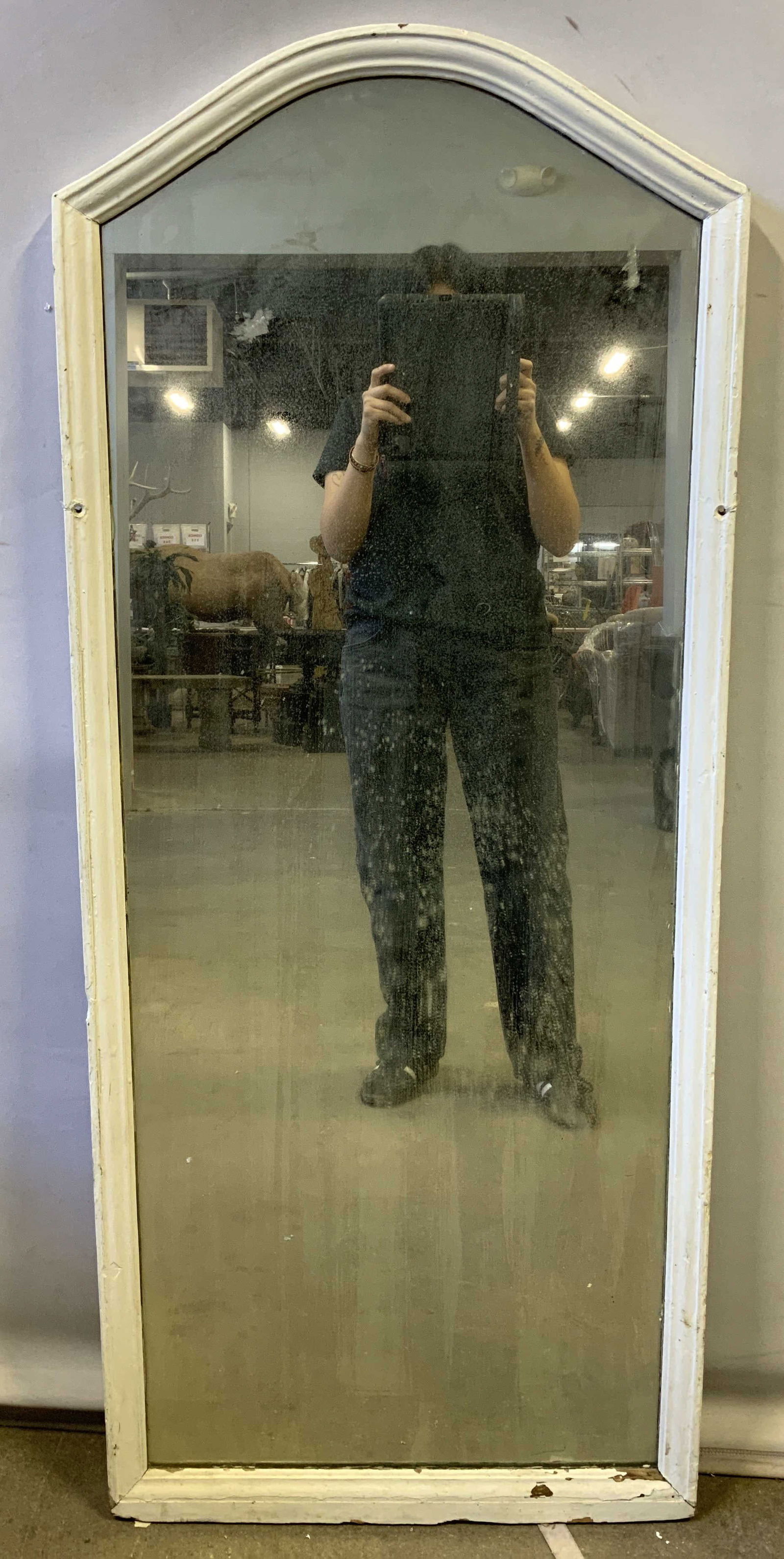 Vtg White Wooden Arch Wall Mirror (1 of 6)