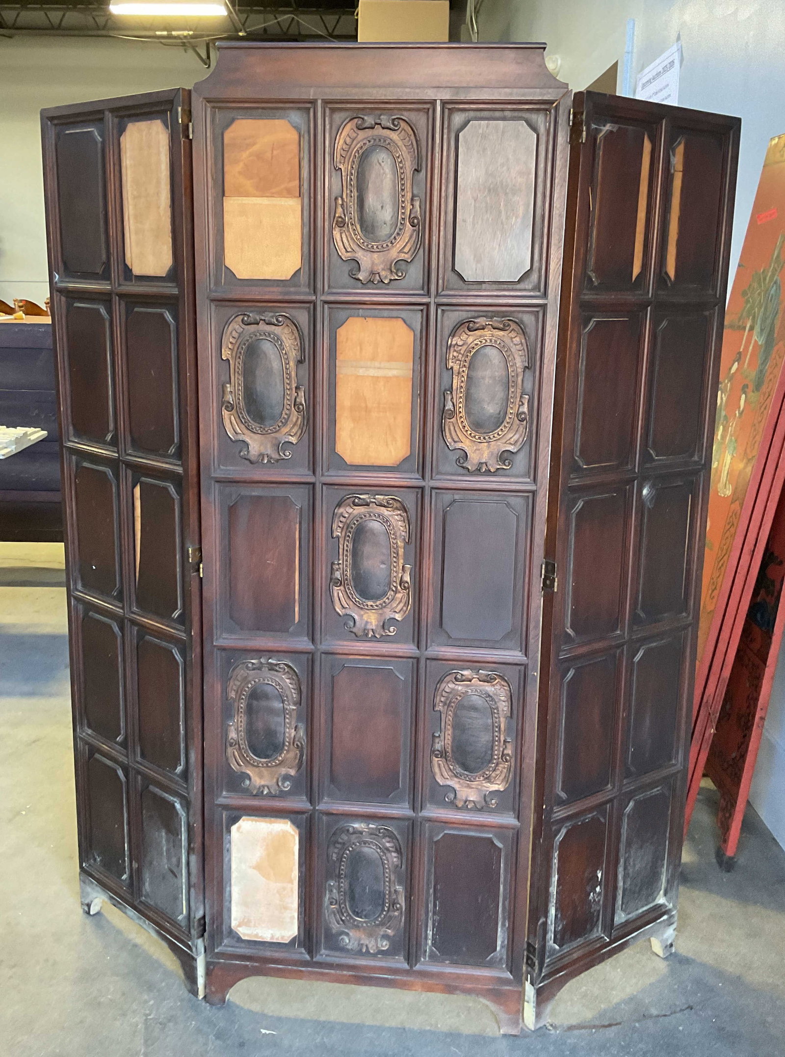 Vintage Wood Folding Room Divider 58.5in (1 of 9)