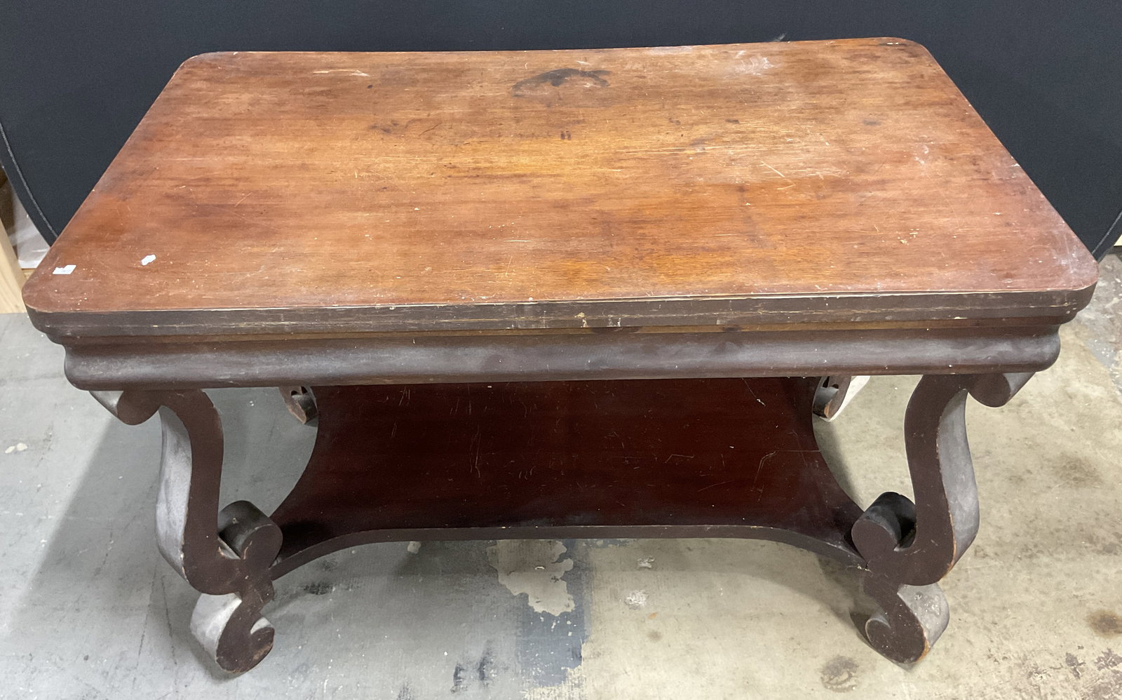Vintage Wood Console Table W Scroll Curve Legs (1 of 8)