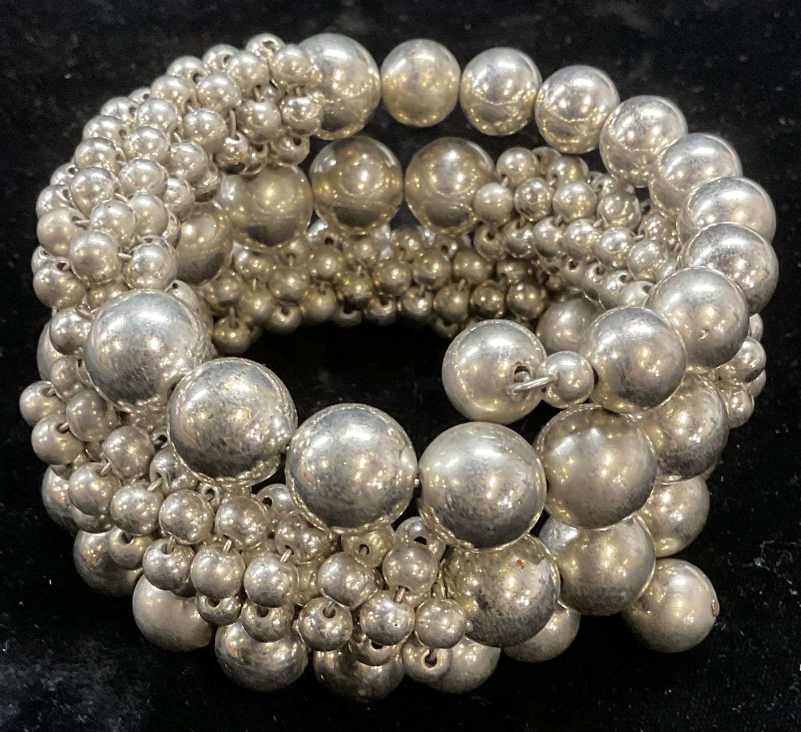 Silver Tone Chunky Beaded Wrap Bracelet (1 of 6)