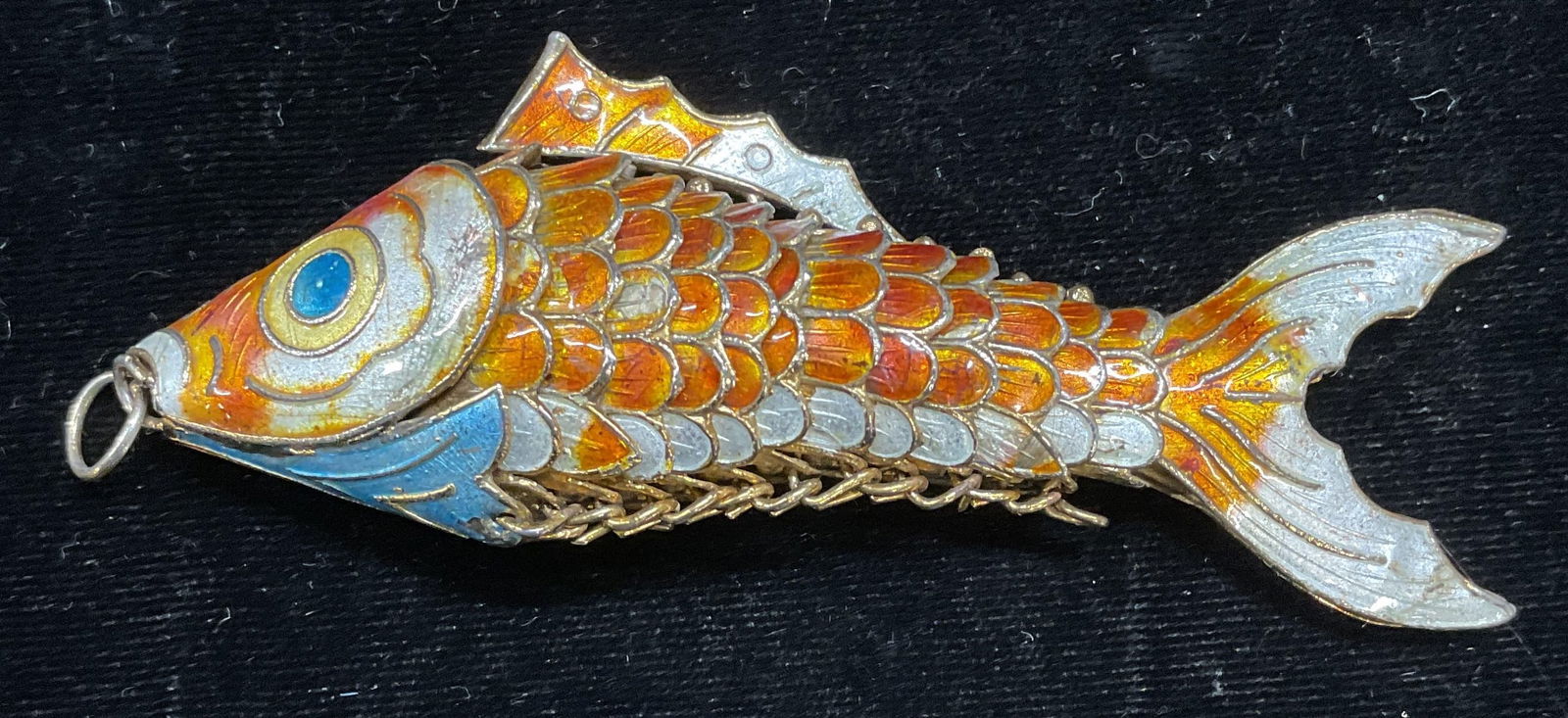 Enameled Articulated Fish Pendant, 4 In L (1 of 6)