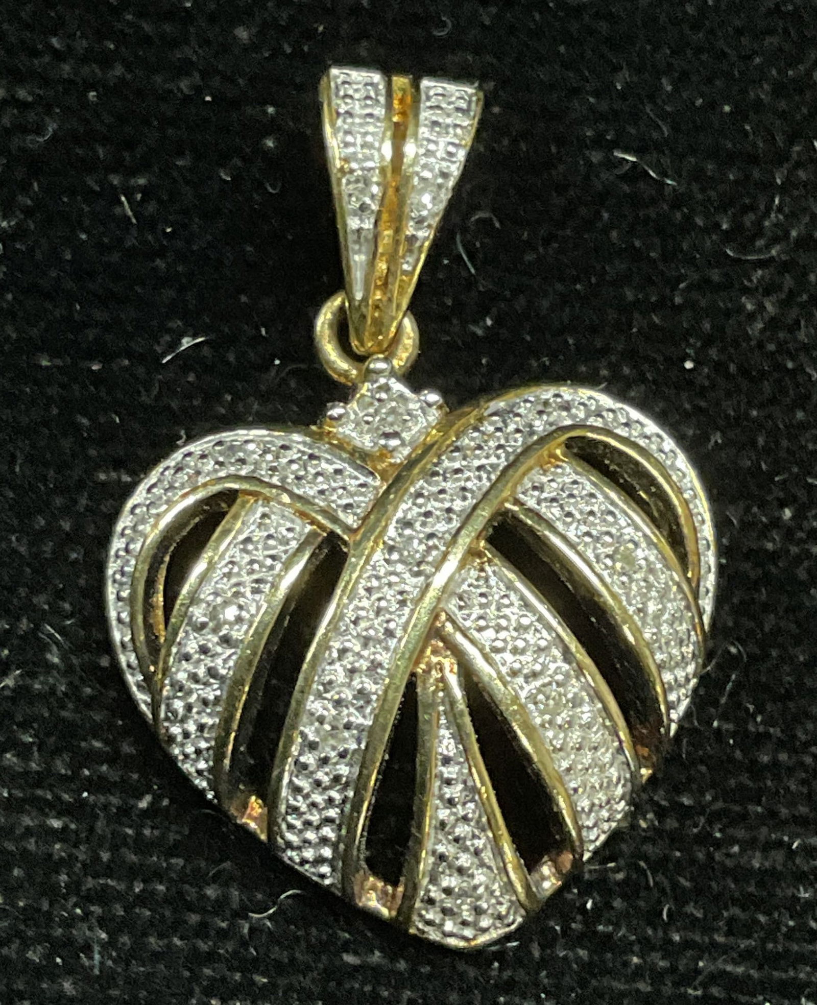 Sgn Gold Pl Sterling Silver Diamond Heart Pendant (1 of 6)