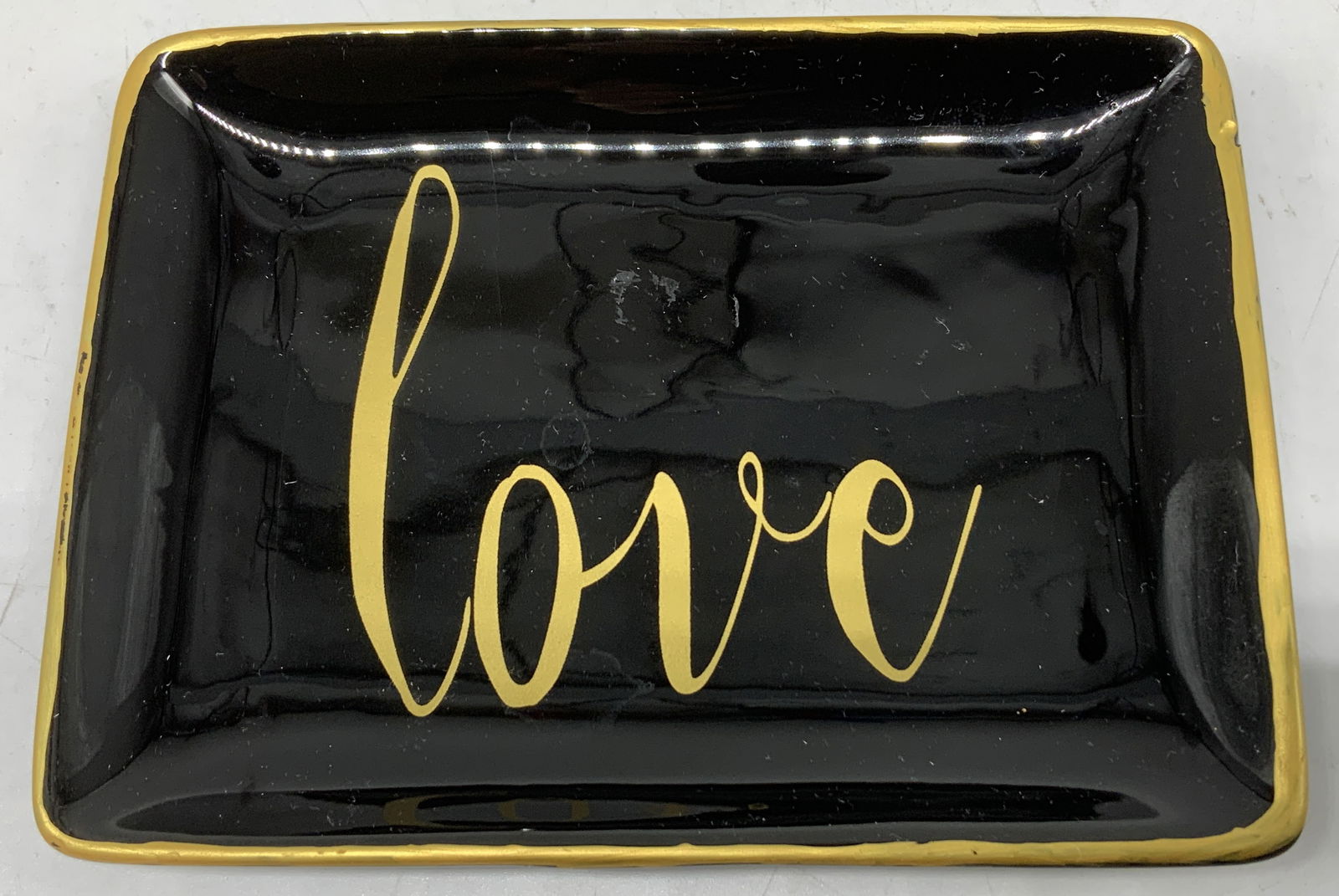 Black & Gilt Love Ceramic Trinket Dish (1 of 6)