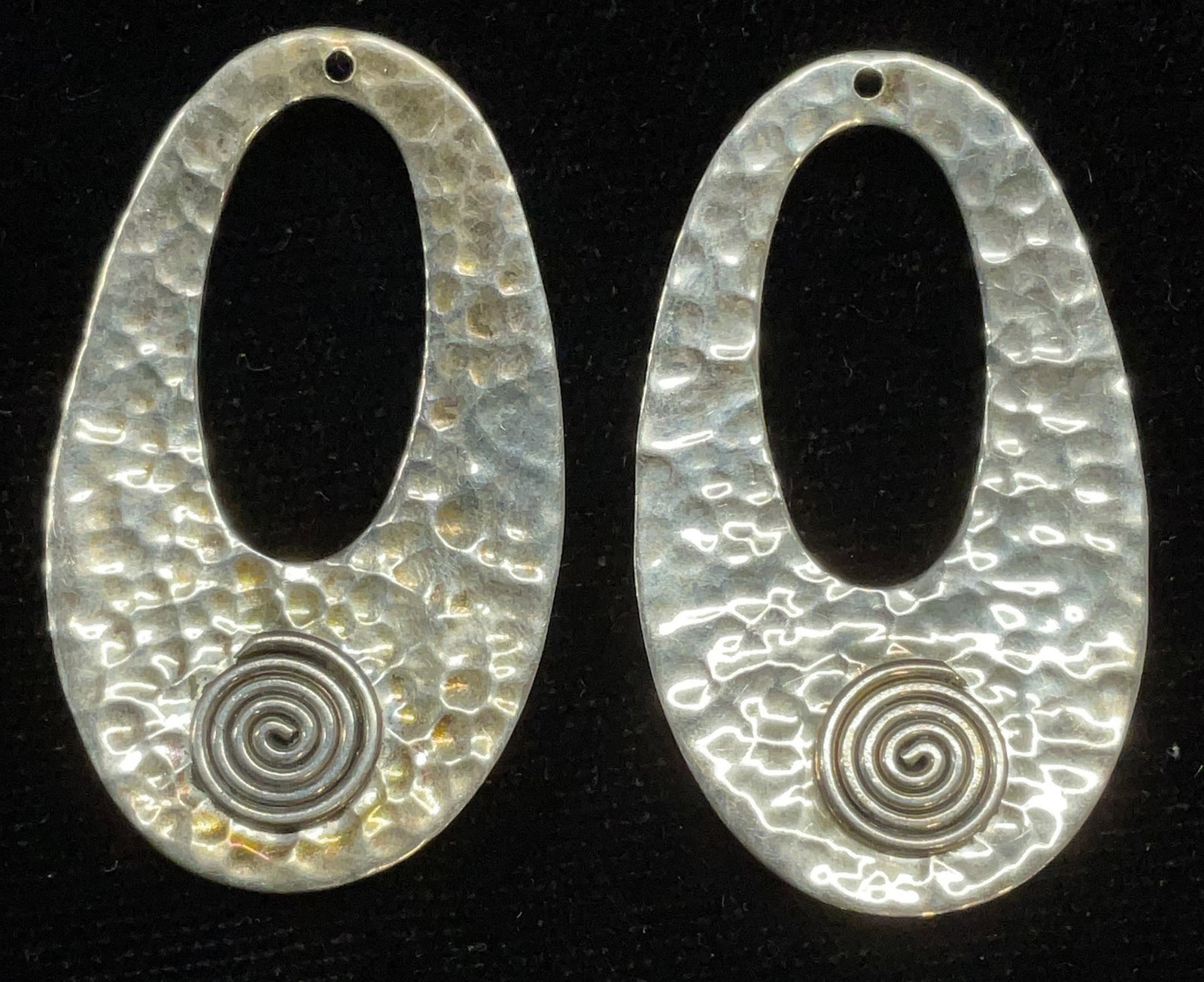 Pair Sterling Silver Oval Pendants, Mexico (1 of 6)