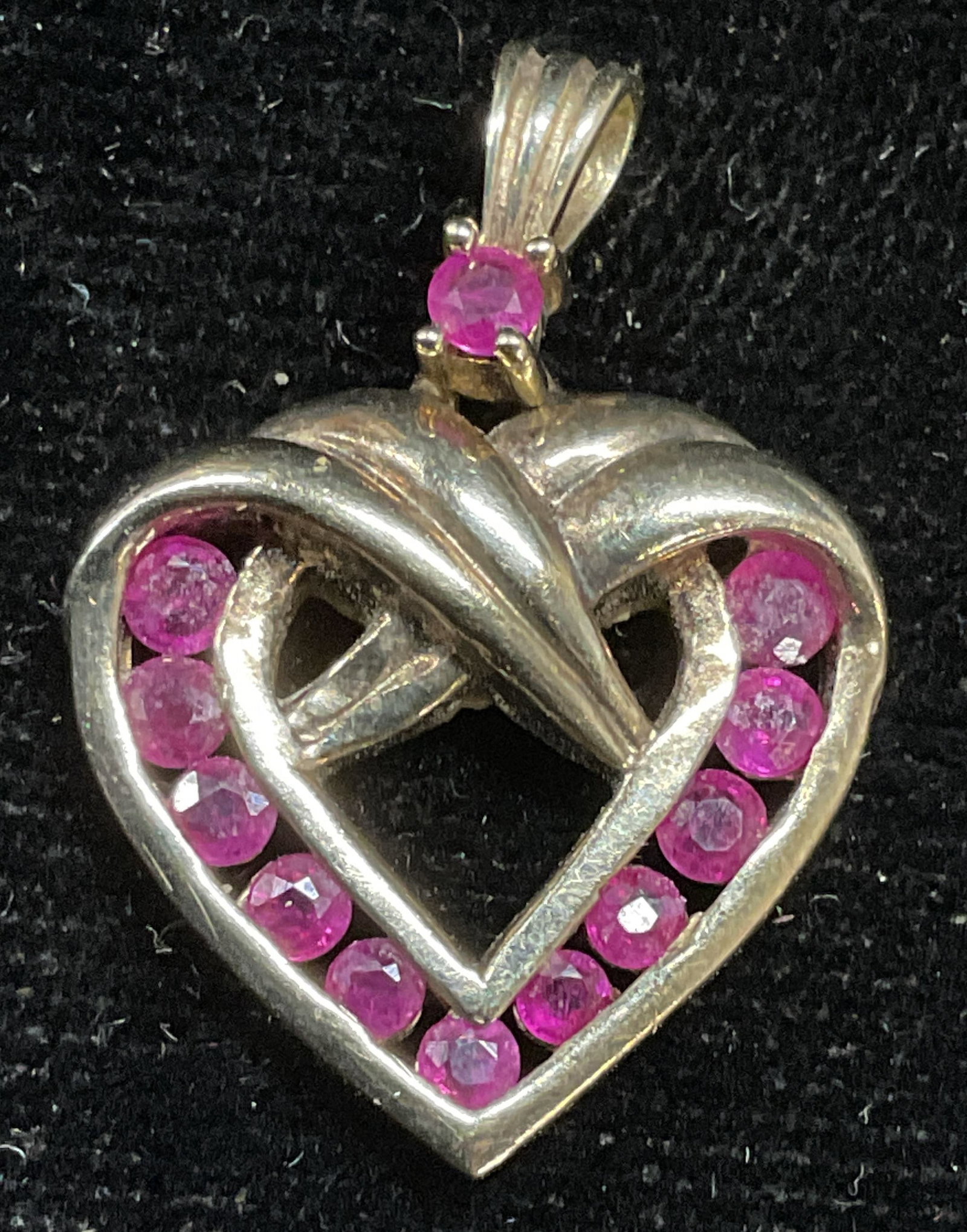 Signed Sterling Silver Ruby Heart Pendant (1 of 6)