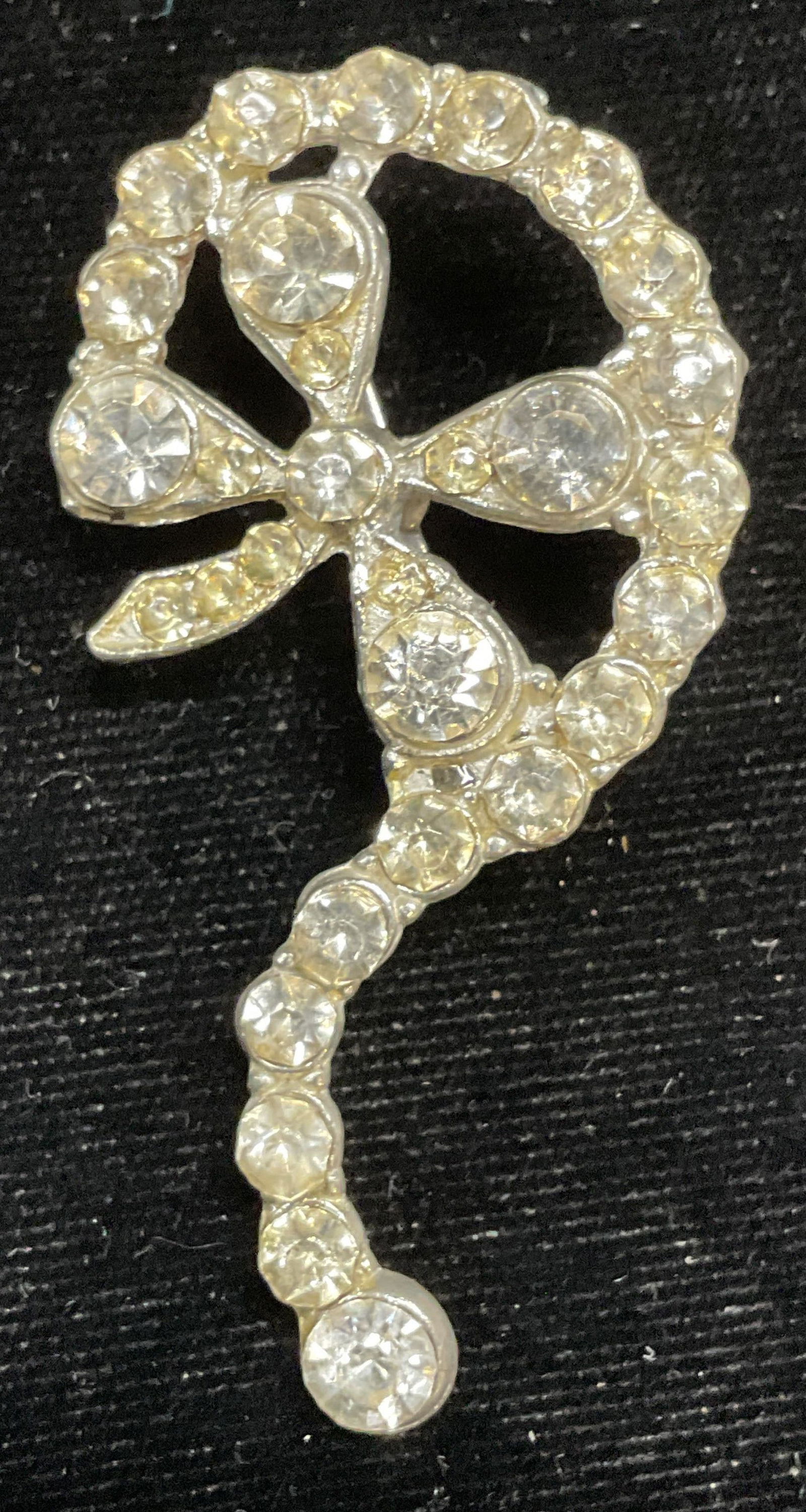 Vtg Silver Tn Crystal Question Mark Brooch (1 of 6)