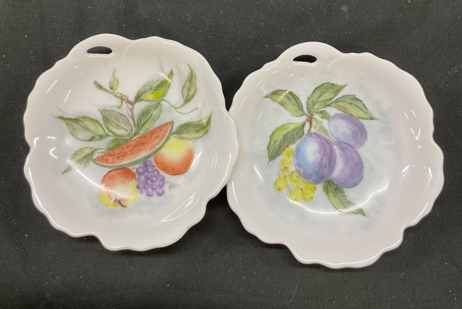 Lot 2 Hand Painted Fruit Trinket Dishes 1960s (1 of 9)