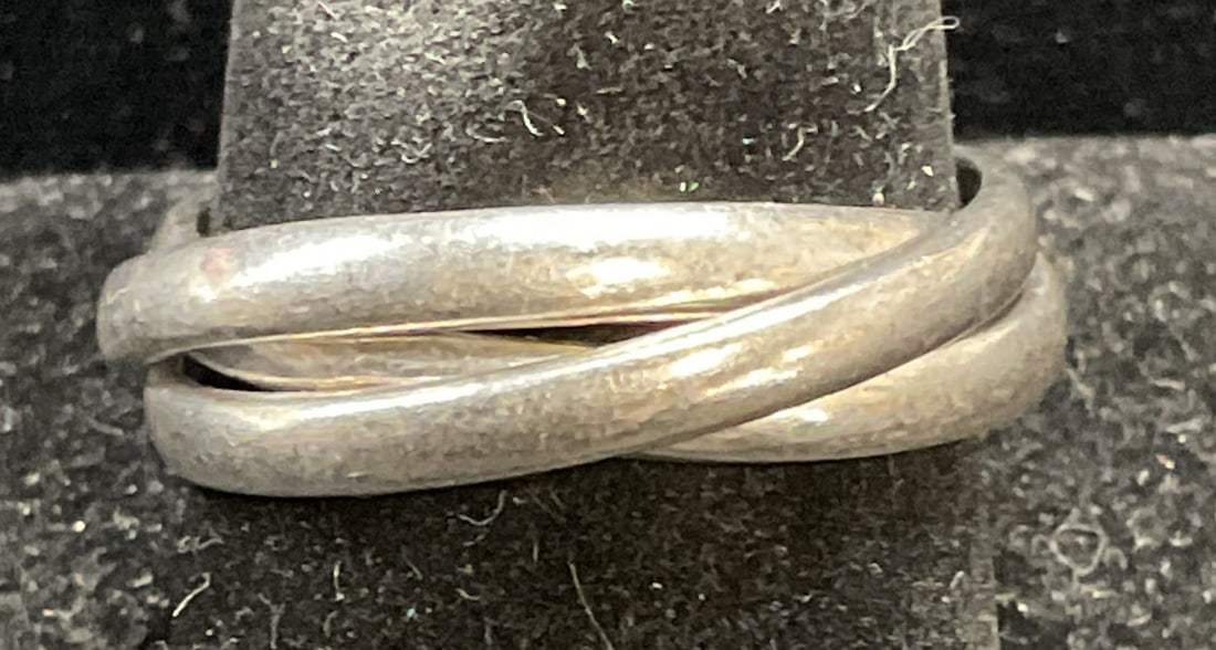Vintage Sterling Silver Interlocking Ring, Mexico (1 of 6)