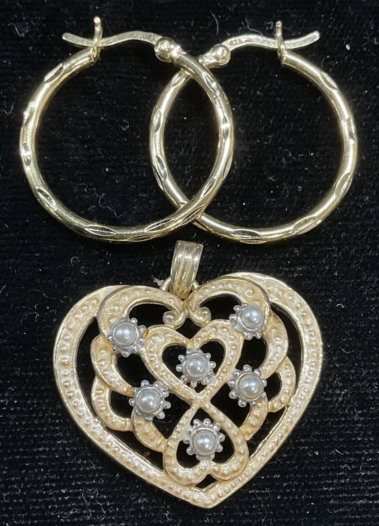 Lot 2 Lenox Sterling Silver Pearl Heart Pendant + (1 of 6)