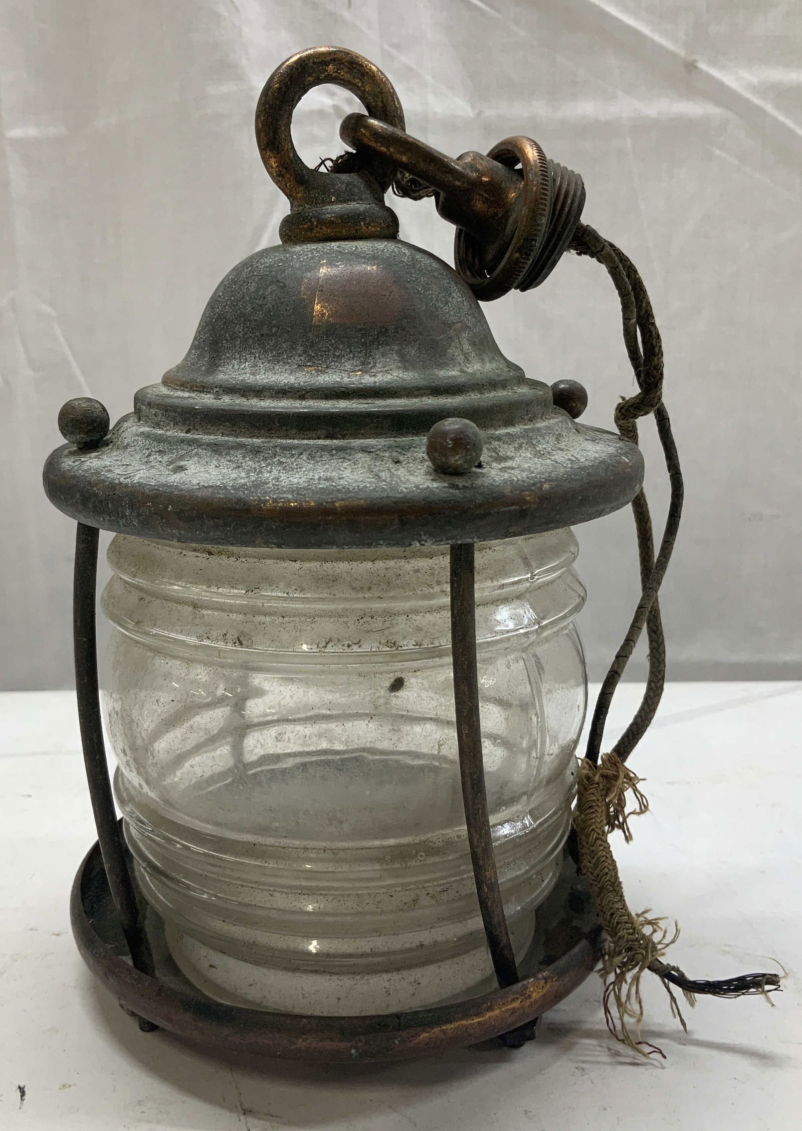 Vtg Copper & Glass Nautical Lantern (1 of 6)