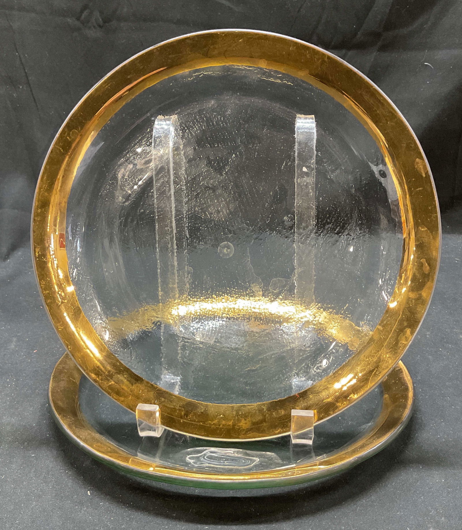 Pair SGND Art Glass Gilt Deco Plates 1985 (1 of 7)
