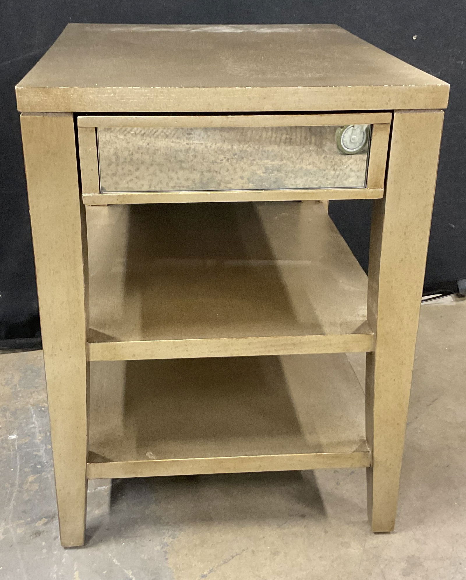 Vintage Mirrored Silver-Pewter Toned Side Table (1 of 8)