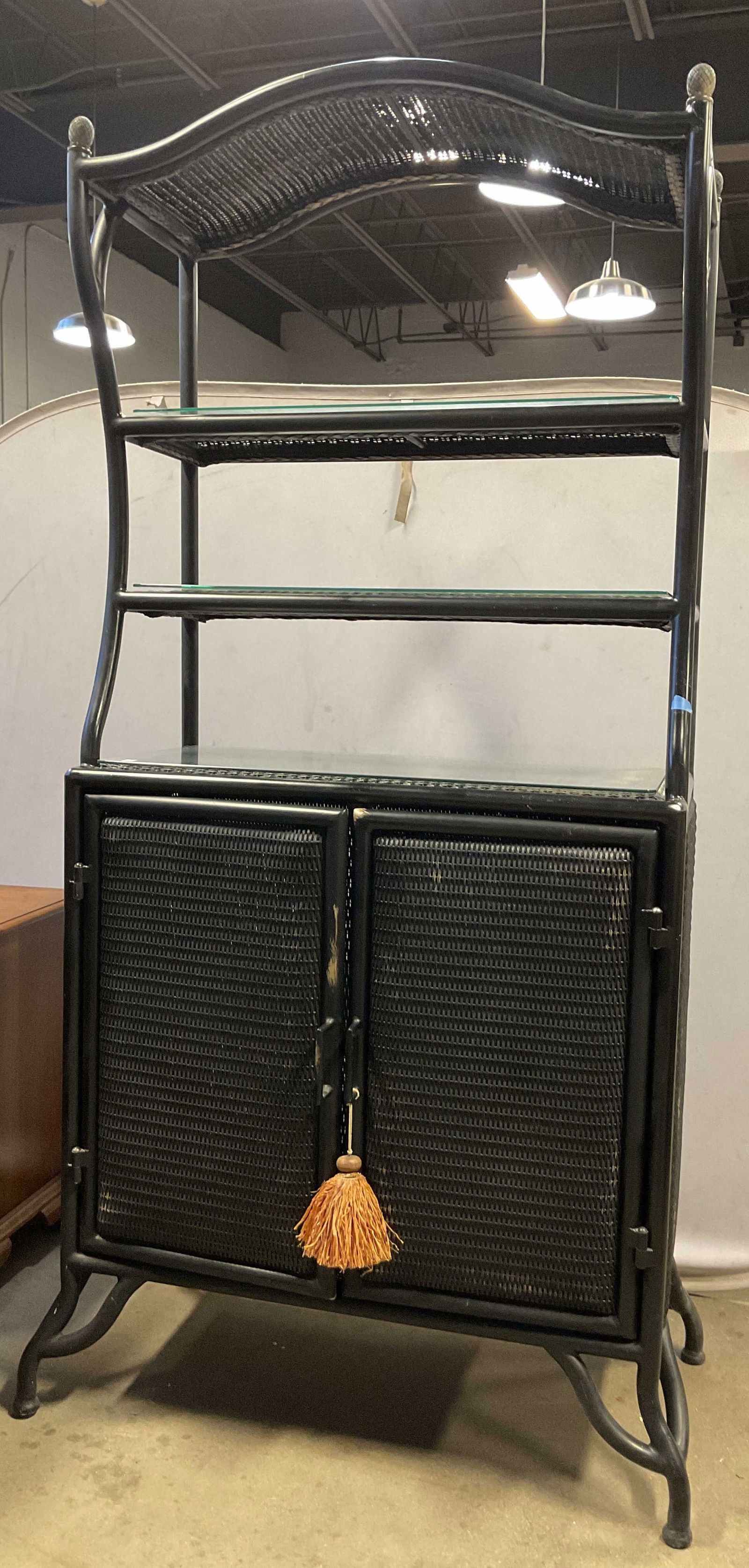 Black Metal & Rattan Cabinet Shelf Unit 79in (1 of 8)