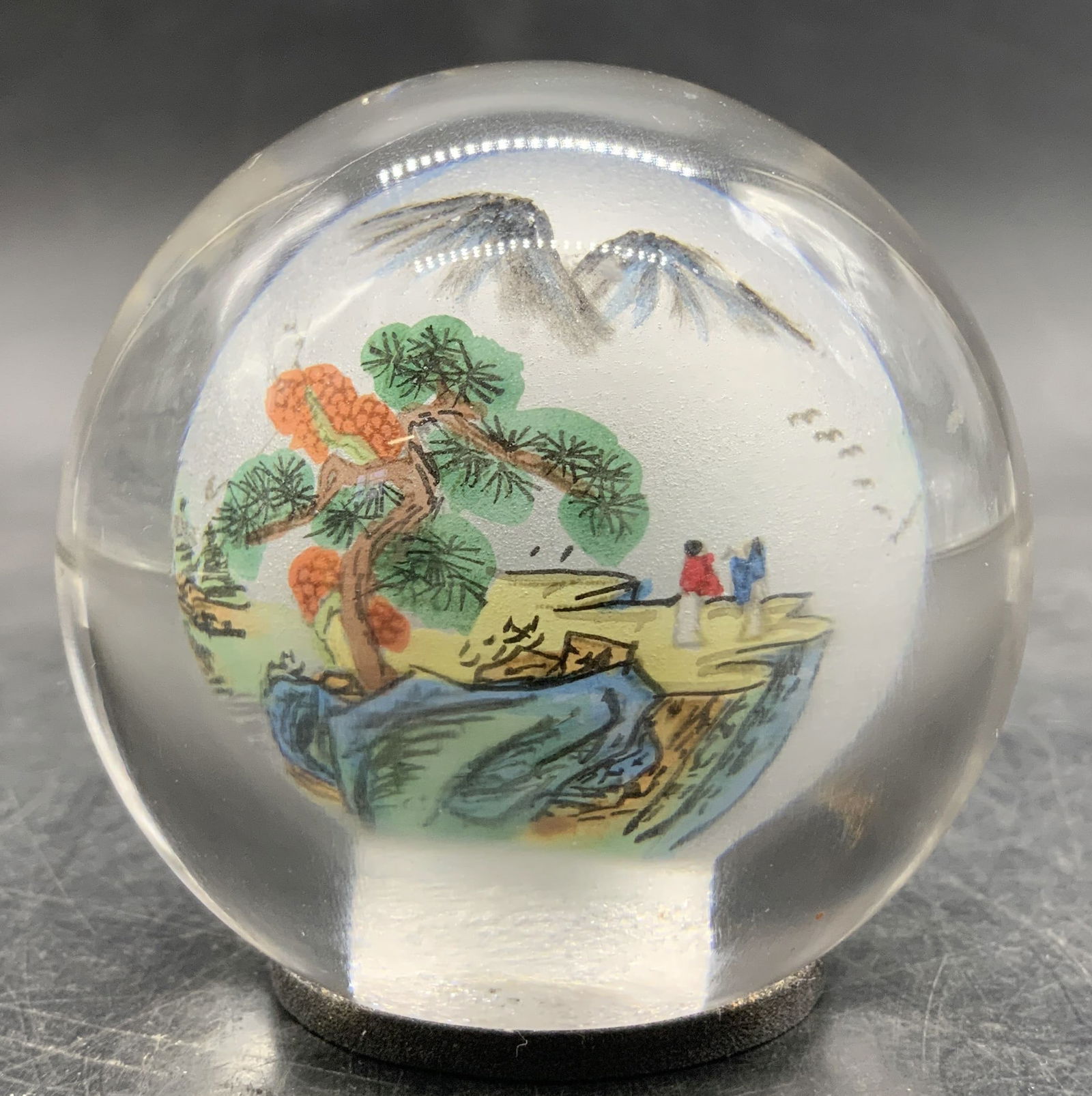 Vtg Reverse Hand Painted Scenic Globe Paperweight (1 of 6)