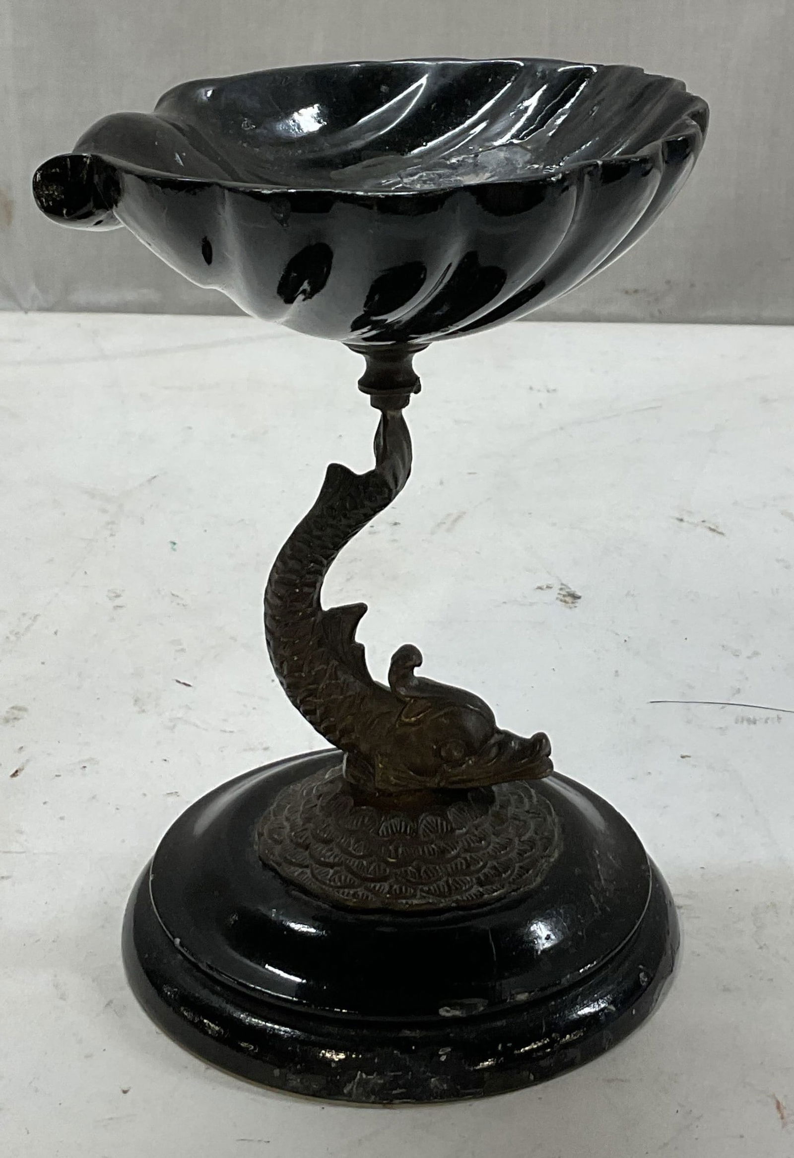 Vintage Tazza Stone & Metal Dolphin Pedestal Dish (1 of 8)