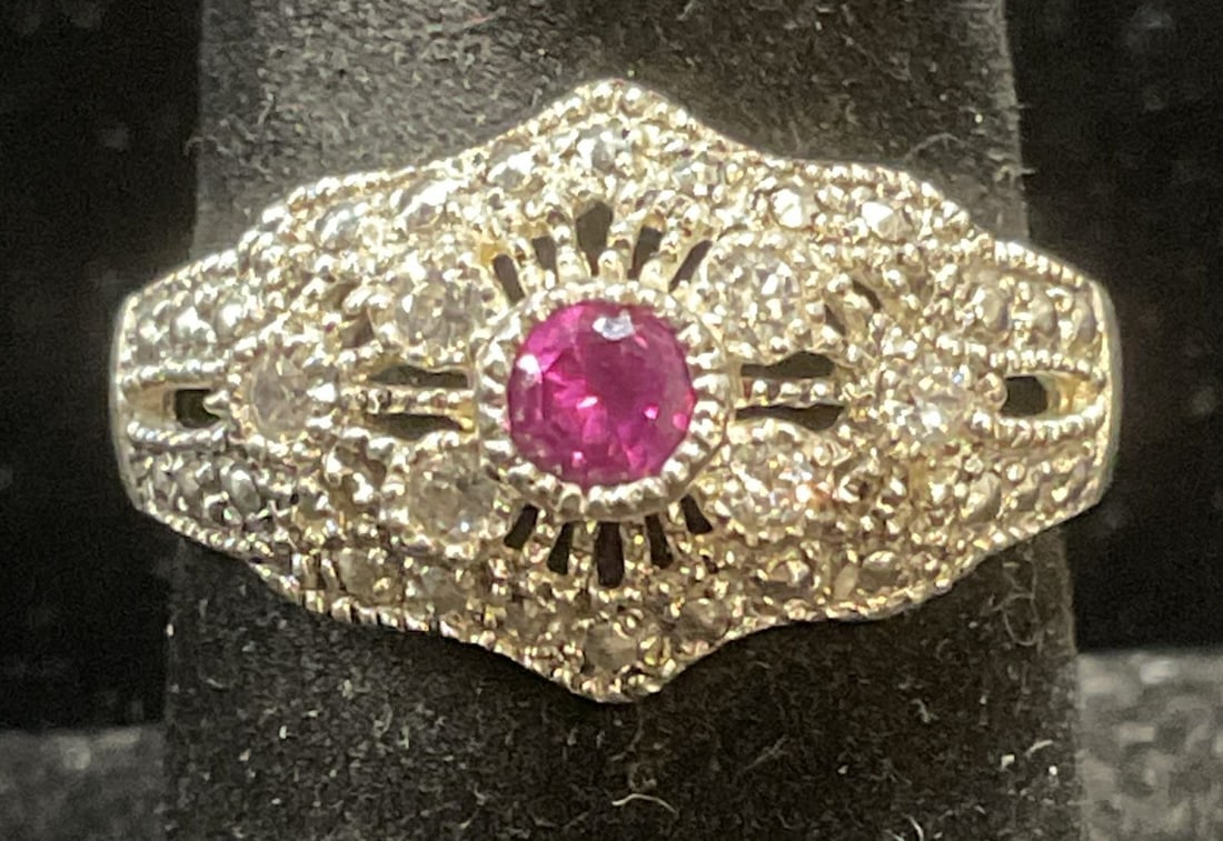 Signed Sterling Silver Semiprecious Crystal Ring (1 of 6)