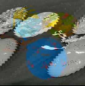 Lot 3 Hand Painted Floral & Bird Ceramic Decor