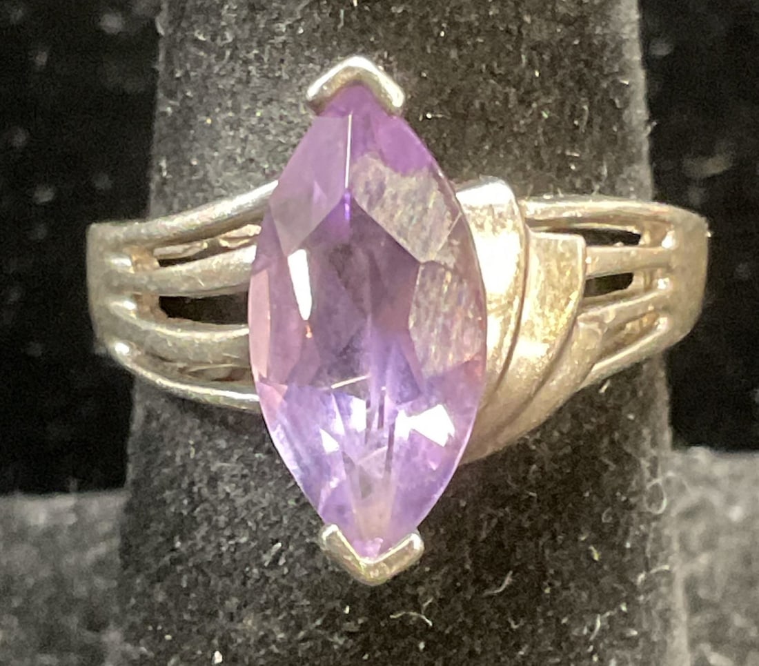Vintage Signed Sterling Silver Amethyst Ring (1 of 6)