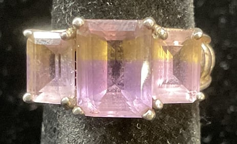 Signed Sterling Silver Purple Semiprecious Ring