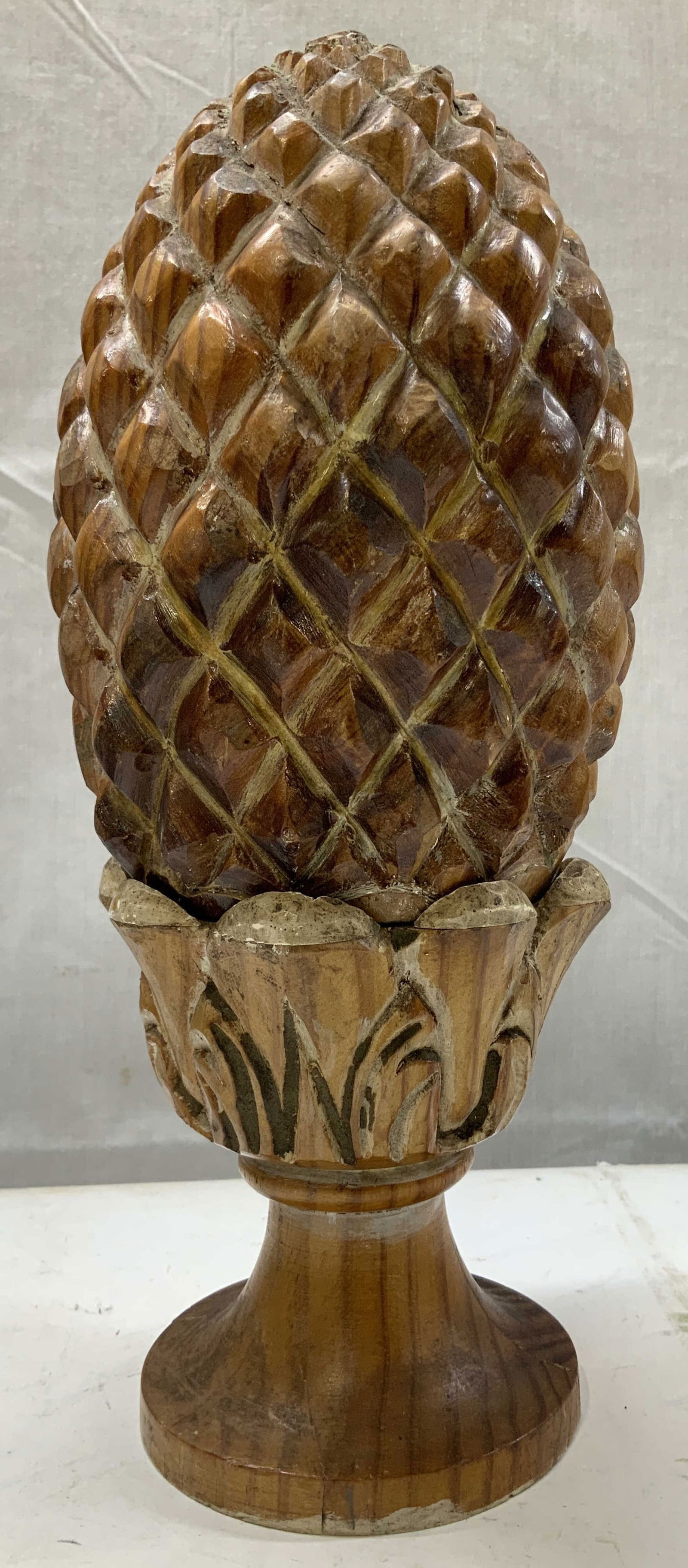 Vtg Carved Wooden Pineapple Finial (1 of 6)