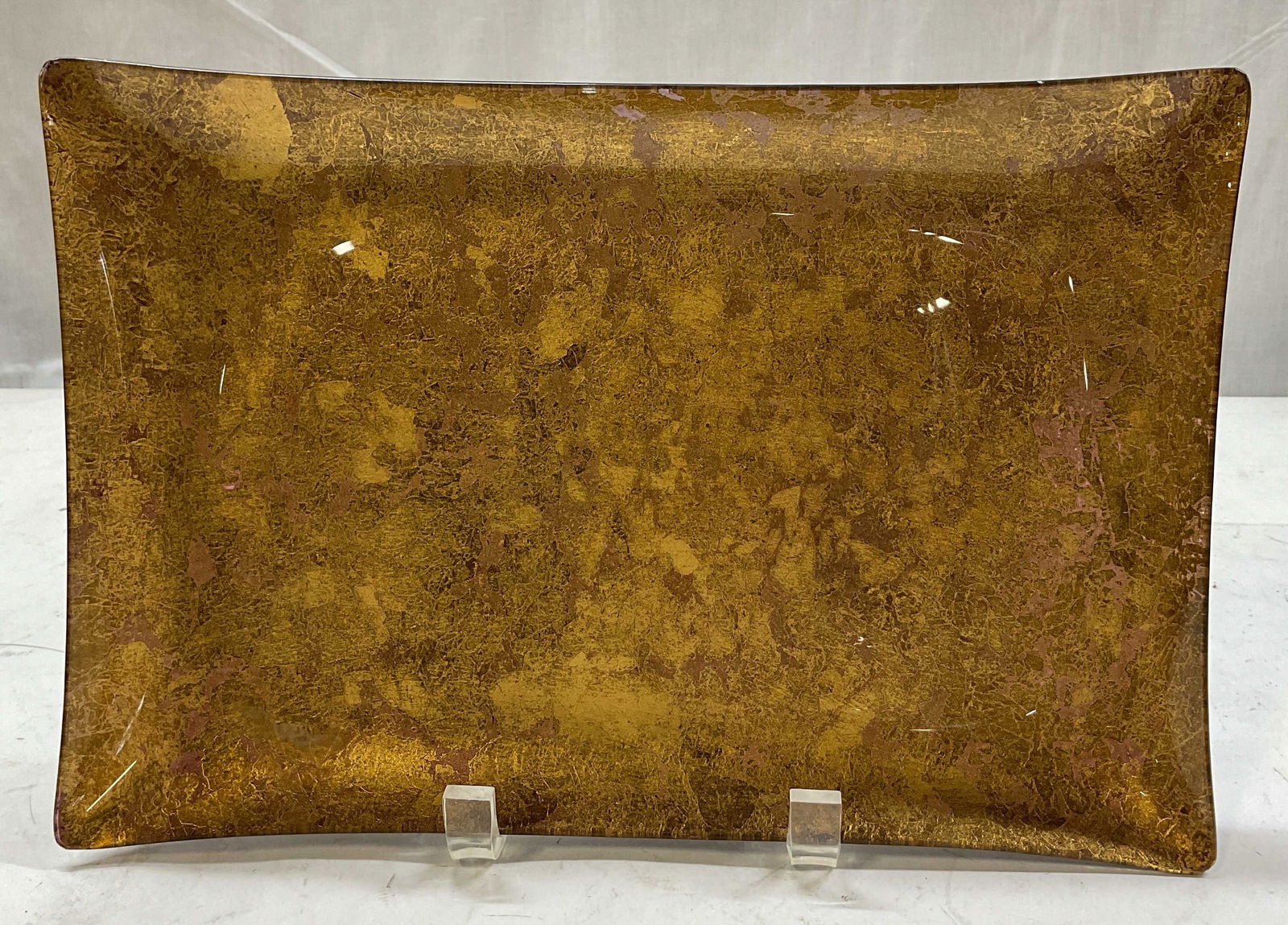 Vintage Gold Tone Leaf Glass Trinket Tray (1 of 8)