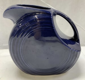 Vtg Fiesta Disc Cobalt Blue Ceramic Pitcher USA