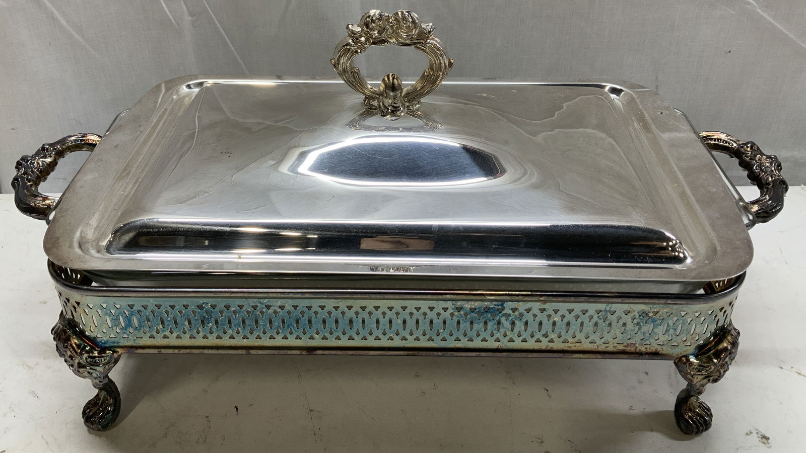 Vtg Silver Plated Footed Casserole Dish W Lid (1 of 7)