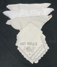 Lot 4 Vintage White Embroidered Lace Table Linens