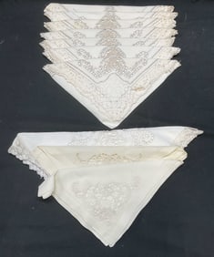 Lot 10 Vintage White Lace table Linens