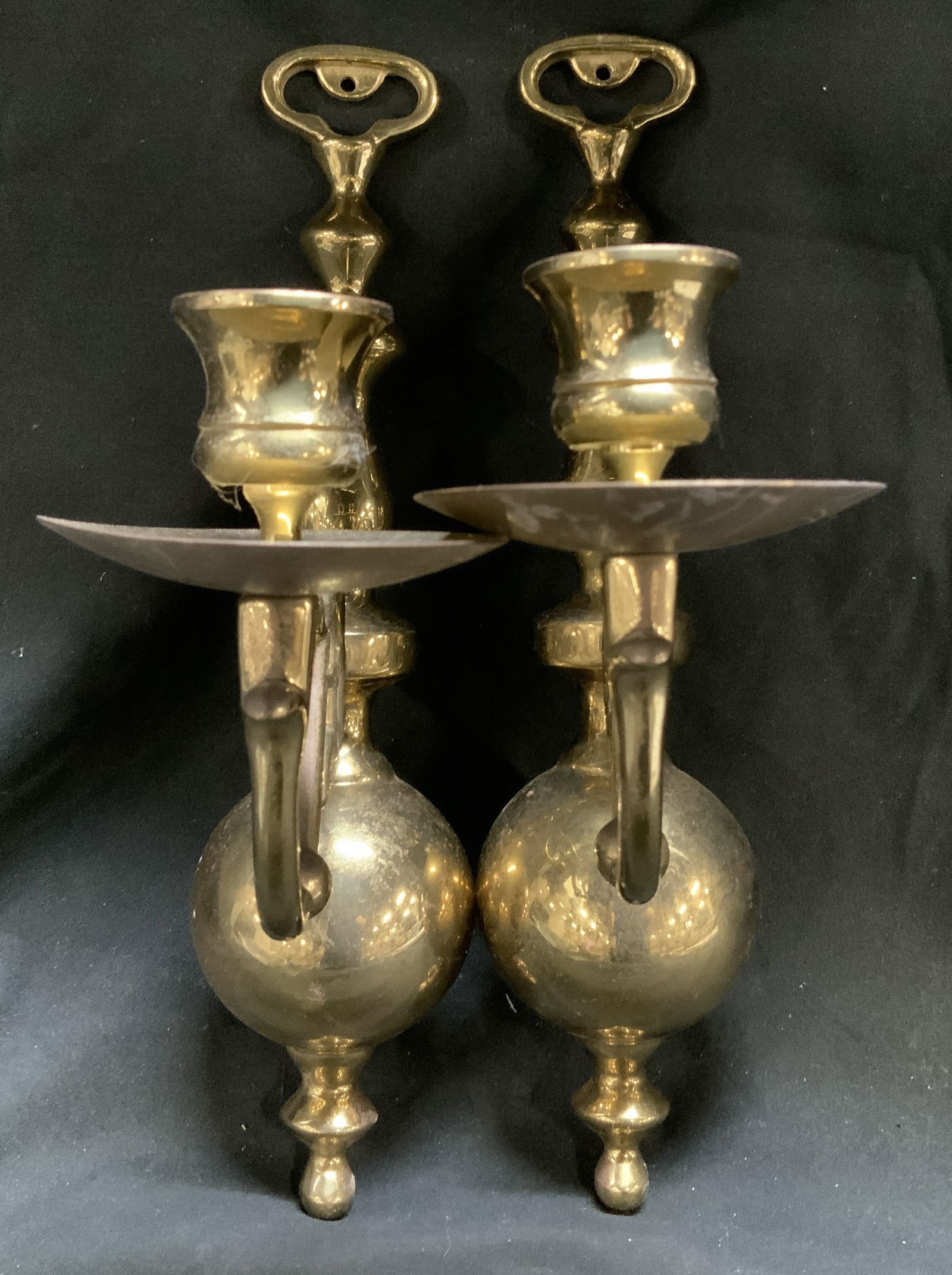 Vntg Solid Brass Wall Sconce Candle Holders (1 of 6)