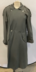 Vtg Jones New York Green Grey Wool Trench Coat