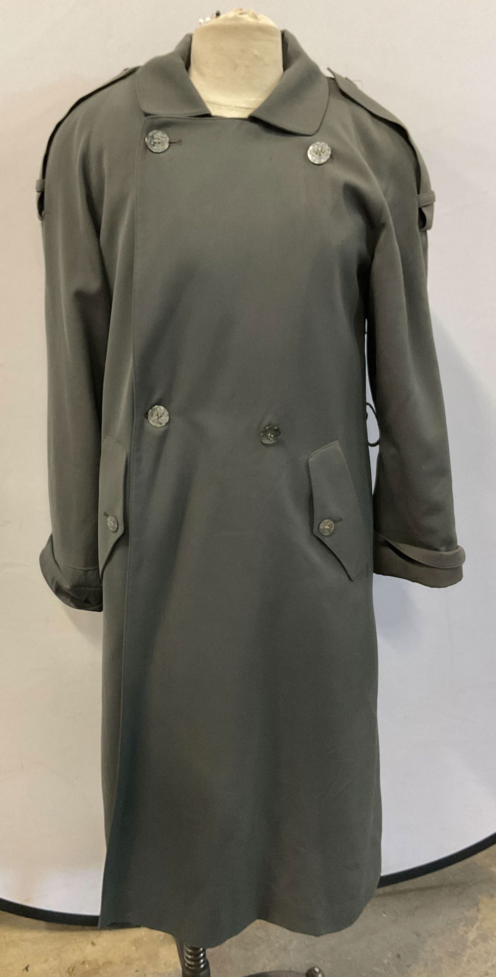Vtg Jones New York Green Grey Wool Trench Coat (1 of 12)