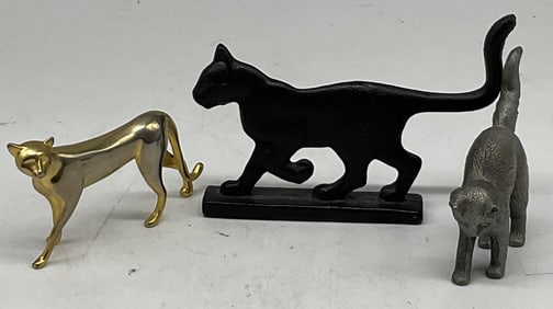 Lot 3 The Franklin Mint Cat Figurines 1980s
