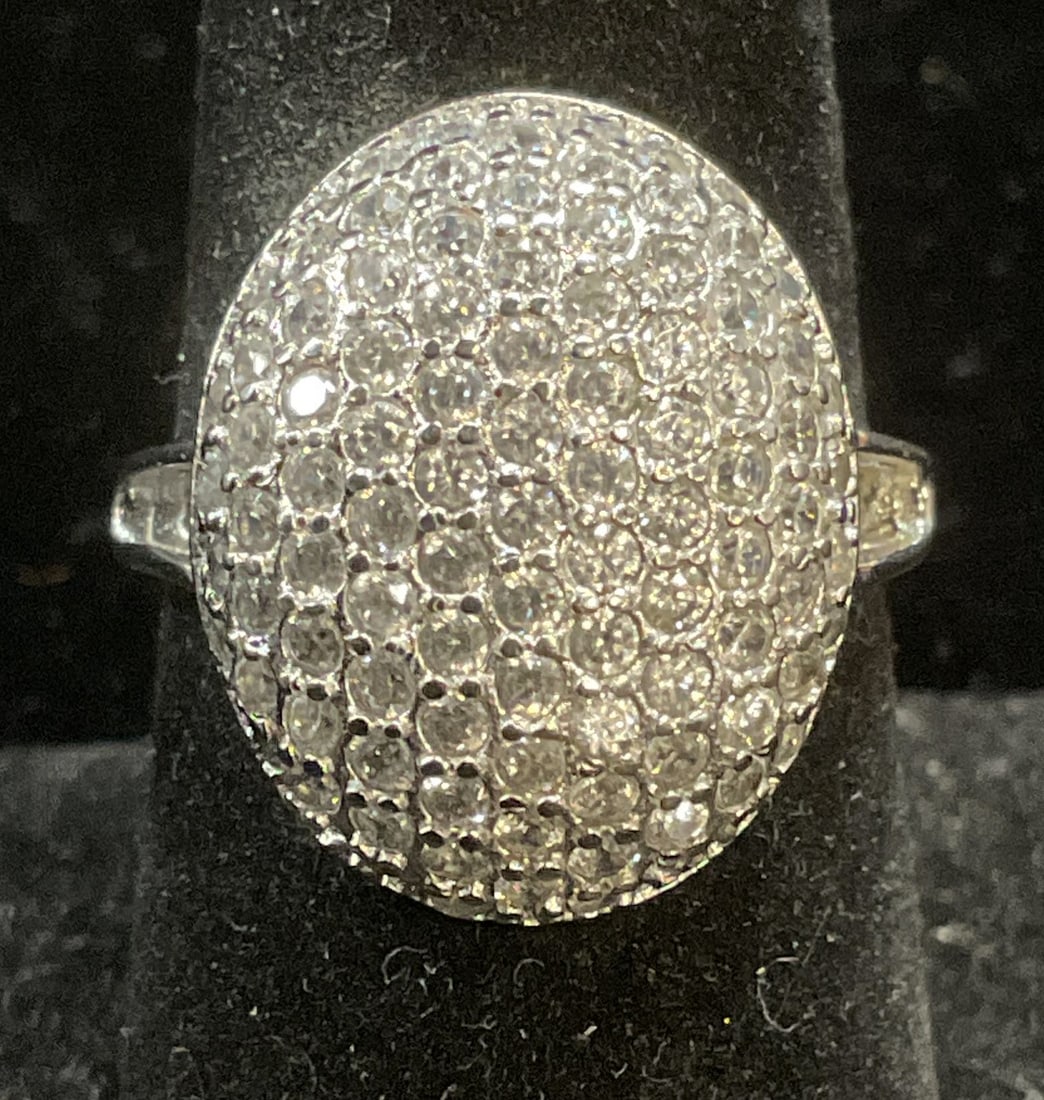 Sterling Silver Crystal Dome Cocktail Ring (1 of 6)
