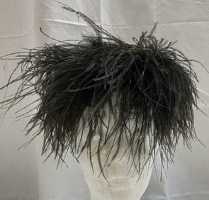Vtg Black Ostrich Feather Fascinator