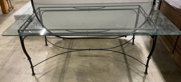 Custom Iron Frame Glass Top Dining Table