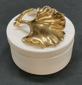 Tozai Home Ceramic Leaf Trinket Box W Lid